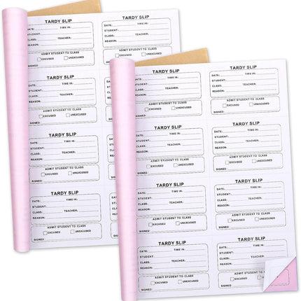 800 Pcs Tardy Slip Book with Carbonless Duplicates 3.5 x 4.3 Inch Slips Per Form Register Copy Notebook for Student Late Arrivals Easy Removal Fold and Tear(White Red) White Red -.