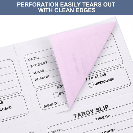 800 Pcs Tardy Slip Book with Carbonless Duplicates 3.5 x 4.3 Inch Slips Per Form Register Copy Notebook for Student Late Arrivals Easy Removal Fold and Tear(White Red) White Red -.