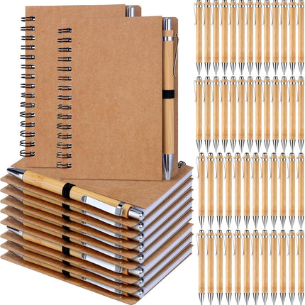 50 Set Notebook with Pen Bulk Appreciation Gifts, Spiral Kraft Pocket Notebooks Lined Journal Thank You Gifts for Employee Teacher Nurse Back to School Favors -.