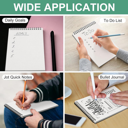 2 Pcs Dot Grid Notebook Top Spiral A5 Size Bullet Dotted Paper Hardcover Journal 8.3''x 5.8'' 140 Pages Notepads for Sketching Drawing Writing School Office (Black) Black -.