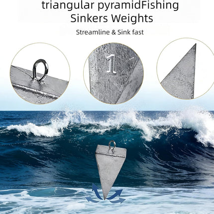 Fishing Weights Pyramid Sinkers Kit Bullet for Ocean Saltwater Surf Gear Tackle 1oz 2oz 3oz.