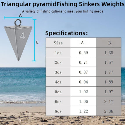 Fishing Weights Pyramid Sinkers Kit Bullet for Ocean Saltwater Surf Gear Tackle 1oz 2oz 3oz.