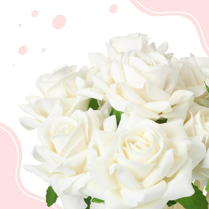 28 Pcs Valentine's Day Flower Rose Pens Valentine Gifts Artificial Floral 0.5mm Black Ink Gel Pen for Valentines Wedding Mother's Home Office Supplies(White) White -.