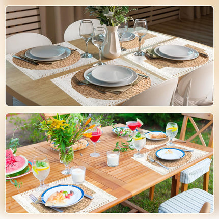 100 Pcs Boho Disposable Paper Placemats Set Round Braided Rattan Woven Place and Rectangle Burlap Printed Farmhouse Table Mats for Kitchen -.