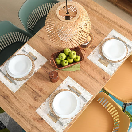 100 Pcs Boho Disposable Paper Placemats Set Round Braided Rattan Woven Place and Rectangle Burlap Printed Farmhouse Table Mats for Kitchen -.