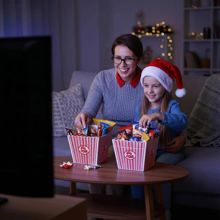 6 Pack Movie Night Gifts Baskets Plastic Popcorn Box Containers with Bags and Bows for Holiday Lover Teacher Appreciation Birthday Party Favors DIY Kits - 9 x Inch.
