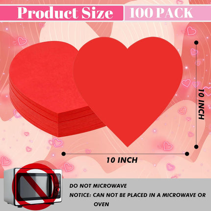 100 Pcs Red Heart Placemats Disposable Paper Table Decorations Indoor Shape for Valentine Mother's Day Wedding Bridal Holiday Birthday Party Kitchen Dinner -.