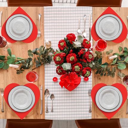 100 Pcs Red Heart Placemats Disposable Paper Table Decorations Indoor Shape for Valentine Mother's Day Wedding Bridal Holiday Birthday Party Kitchen Dinner -.