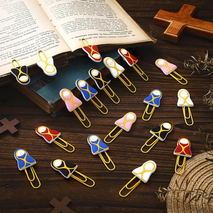 30 Pcs Jesus Paper Clips Christian Bookmarks for Kids Cross Paperclip Bible Cute Virgin Mary Gift Religious Bookmark Sunday School Study Supplies Easter Mother Church Party Favor -.