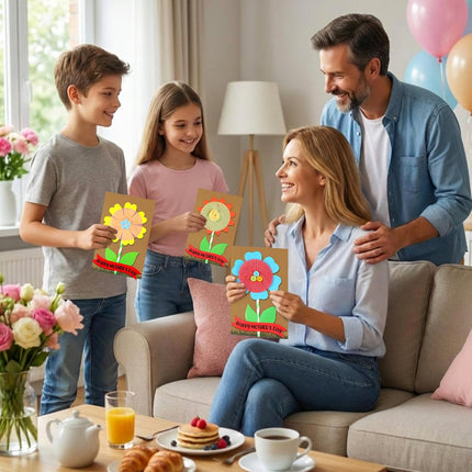48 Pcs DIY Mother's Day Flower Craft Kit Happy Card Making with Blessing Message Envelope Make Your Own Greeting for Gifts Classroom School Home Activities -.