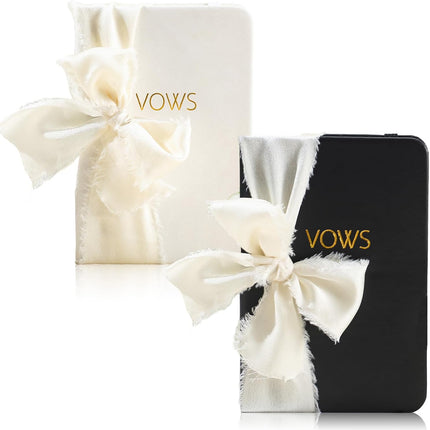 2 Pcs Black White Vow Books with Ribbon 5.6 x 4 Inch Pocket Sized Embossed Wedding Ceremony Speech Promise Journal for Bridal Shower Gifts and -.