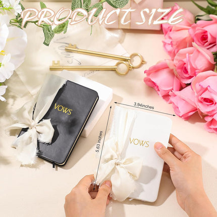 2 Pcs Black White Vow Books with Ribbon 5.6 x 4 Inch Pocket Sized Embossed Wedding Ceremony Speech Promise Journal for Bridal Shower Gifts and -.