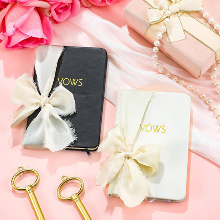 2 Pcs Black White Vow Books with Ribbon 5.6 x 4 Inch Pocket Sized Embossed Wedding Ceremony Speech Promise Journal for Bridal Shower Gifts and -.