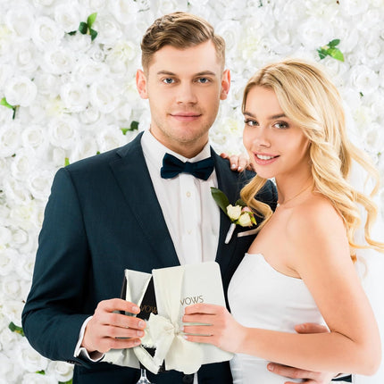 2 Pcs Black White Vow Books with Ribbon 5.6 x 4 Inch Pocket Sized Embossed Wedding Ceremony Speech Promise Journal for Bridal Shower Gifts and -.