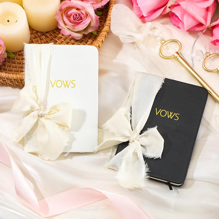 2 Pcs Black White Vow Books with Ribbon 5.6 x 4 Inch Pocket Sized Embossed Wedding Ceremony Speech Promise Journal for Bridal Shower Gifts and -.