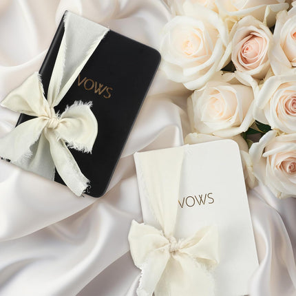 2 Pcs Black White Vow Books with Ribbon 5.6 x 4 Inch Pocket Sized Embossed Wedding Ceremony Speech Promise Journal for Bridal Shower Gifts and -.