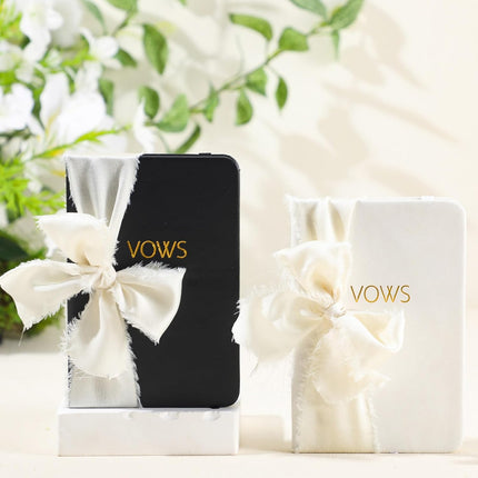 2 Pcs Black White Vow Books with Ribbon 5.6 x 4 Inch Pocket Sized Embossed Wedding Ceremony Speech Promise Journal for Bridal Shower Gifts and -.