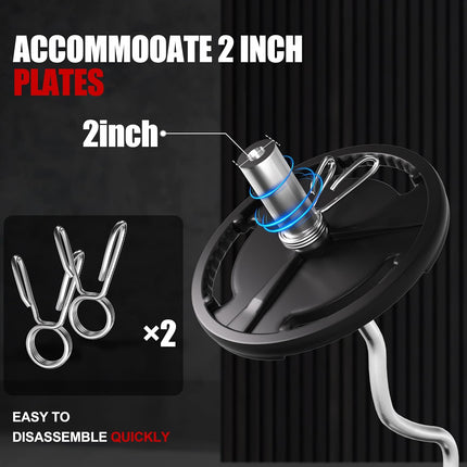 Olympic EZ Curl Bar - 47" Weightlifting Barbell for Bicep Curls & Tricep Extensions Fits 2-Inch Weight Plates 500LB Capacity Chrome with Needle Bearings 2 Spring Collars.