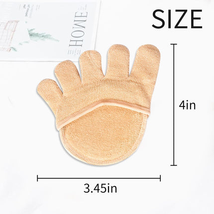 2Pairs Toe Topper Half Socks - Ball of Foot Cushions, Forefoot Pads for Women No Show Black/Beige-closetoe.