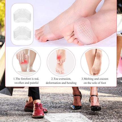 Metatarsal Pads 8 Pack, Breathable & Soft Gel Cushion for Men Women Ball of Foot Cushions Runners, High Heels, Dancers, Morton's Neuroma, Prevent Pain and Discomfort (4 Pairs White) -.