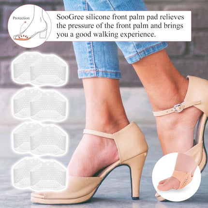 Metatarsal Pads 8 Pack, Breathable & Soft Gel Cushion for Men Women Ball of Foot Cushions Runners, High Heels, Dancers, Morton's Neuroma, Prevent Pain and Discomfort (4 Pairs White) -.