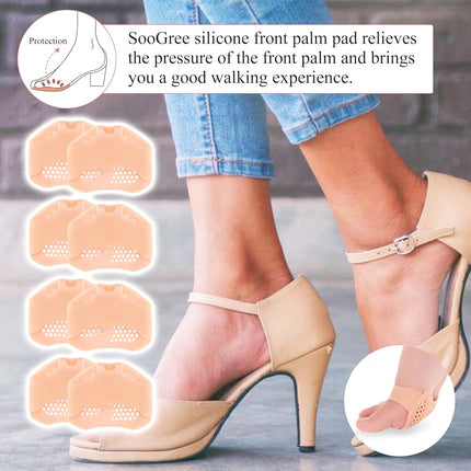 Metatarsal Pads 8 Pack, Breathable & Soft Gel Cushion for Men Women Ball of Foot Cushions Runners, High Heels, Dancers, Morton's Neuroma, Prevent Pain and Discomfort (4 Pairs Pink) -.