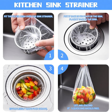 200 PCS Kitchen Sink Strainer Mesh Bag, Disposable Bags, Fit All Drain Sinks for Kitchen, Bath, Tub, Keep Your Sewer Lines and Garbage Disposal Safe Filters Bags -.