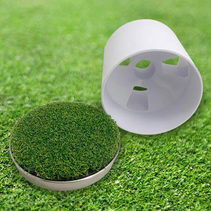 Upgrade Your Home Golf Game: Set of Metal-Base Hole Cups for Ultimate Putting Practice Green stainless steel.