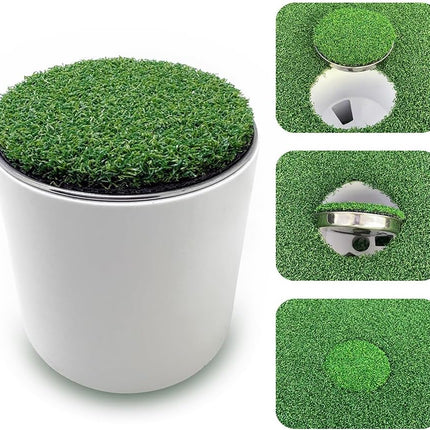Upgrade Your Home Golf Game: Set of Metal-Base Hole Cups for Ultimate Putting Practice Green stainless steel.