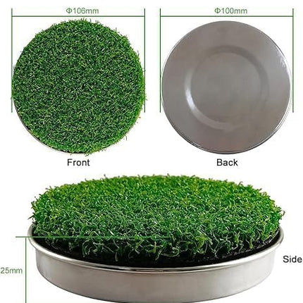 Upgrade Your Home Golf Game: Set of Metal-Base Hole Cups for Ultimate Putting Practice Green stainless steel.