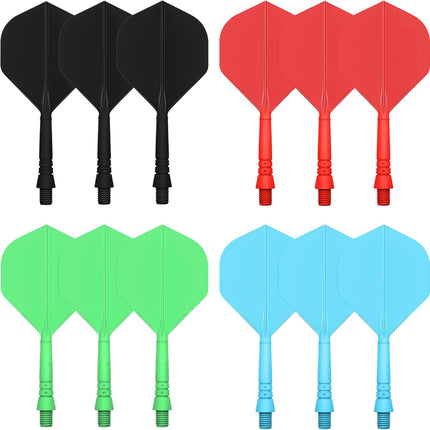 Integrated Dart Shaft and Flights Standard Shape,Black/Red/Blue/Green,4 Set (12pcs) 2BA -.