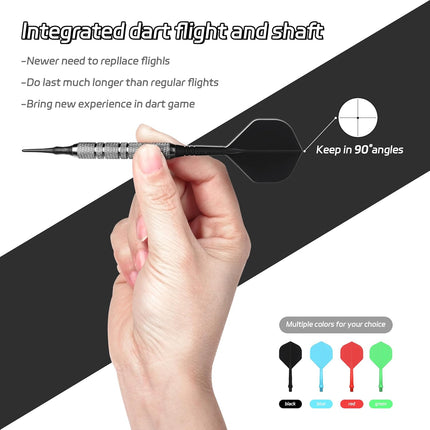Integrated Dart Shaft and Flights Standard Shape,Black/Red/Blue/Green,4 Set (12pcs) 2BA -.