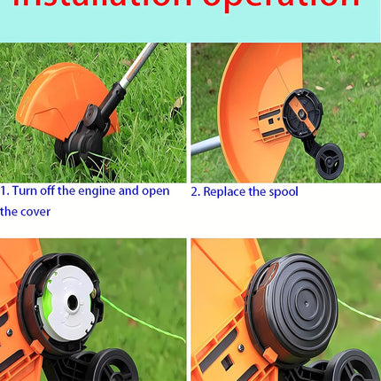 WA0014 Trimmer Line Replacement, for Worx WG168 WG184 WG190 WG191 Weed Eater String Edger - 20 ft 0.080" with WA0037 Cap Covers (8 spools, 2 Cap).