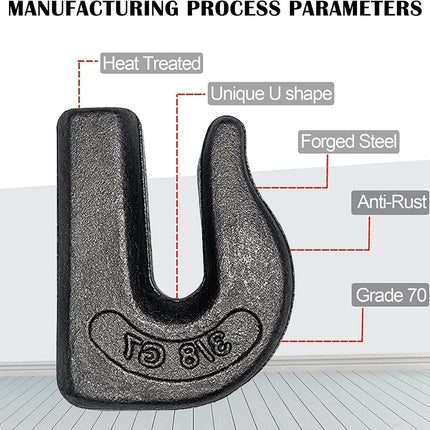 Weld On Grab Chain Hook,3/8" Hooks,Grade 70 Load Limit: 6600 lbs,for Welded onto Tractors or excavators -.