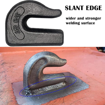Weld On Grab Chain Hook,3/8" Hooks,Grade 70 Load Limit: 6600 lbs,for Welded onto Tractors or excavators -.