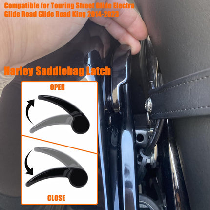 Harley Saddlebag Latches - Perfect Fit, Easy Installation Compatible for Touring Street Glide Electra Road King 2014-2023 (Black) Black.