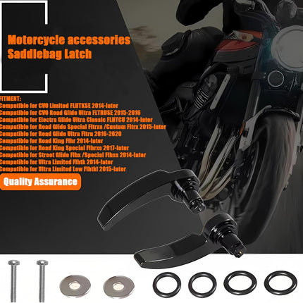 Harley Saddlebag Latches - Perfect Fit, Easy Installation Compatible for Touring Street Glide Electra Road King 2014-2023 (Black) Black.