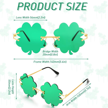 4 Pairs St. Patrick's Day Glasses Accessories Irish Shamrock Sunglasses Decor Party Favors Supplies Leprechaun Costume Green for Women Men -.