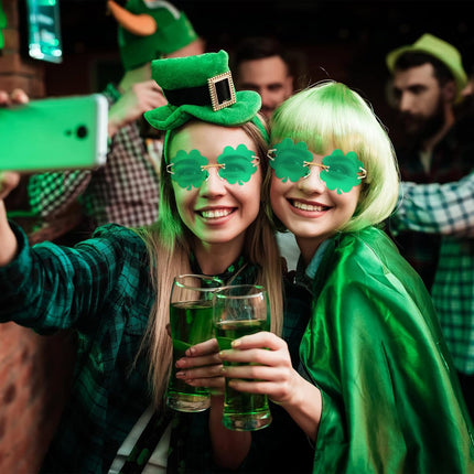 4 Pairs St. Patrick's Day Glasses Accessories Irish Shamrock Sunglasses Decor Party Favors Supplies Leprechaun Costume Green for Women Men -.