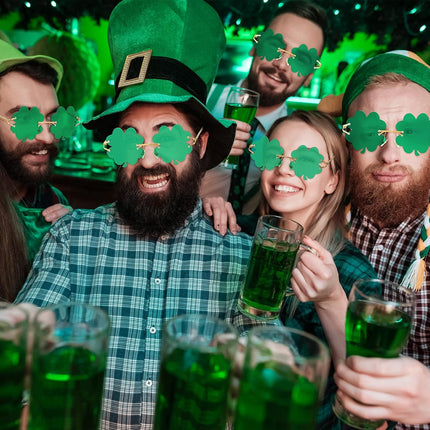 4 Pairs St. Patrick's Day Glasses Accessories Irish Shamrock Sunglasses Decor Party Favors Supplies Leprechaun Costume Green for Women Men -.