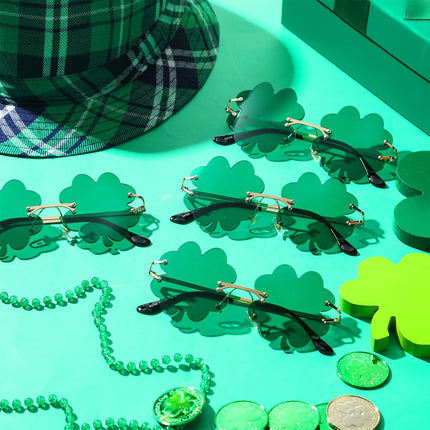 4 Pairs St. Patrick's Day Glasses Accessories Irish Shamrock Sunglasses Decor Party Favors Supplies Leprechaun Costume Green for Women Men -.