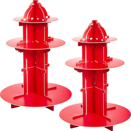 Fire Hydrant Cupcake Holder 2 Pieces 3 Tier Stand Fighter Theme Truck Birthday Party Supplies Decor Decorations -.