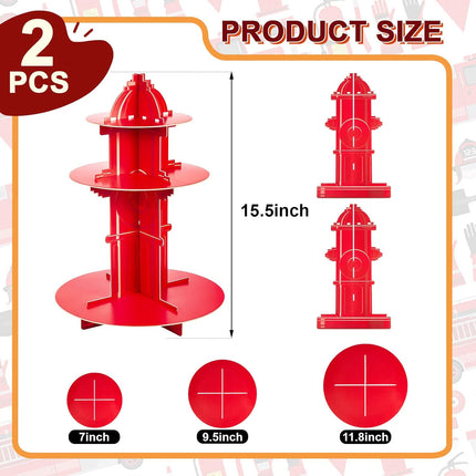 Fire Hydrant Cupcake Holder 2 Pieces 3 Tier Stand Fighter Theme Truck Birthday Party Supplies Decor Decorations -.