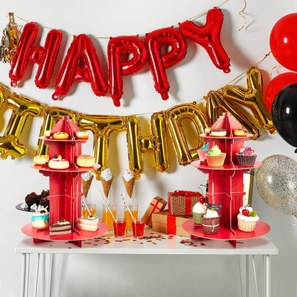 Fire Hydrant Cupcake Holder 2 Pieces 3 Tier Stand Fighter Theme Truck Birthday Party Supplies Decor Decorations -.