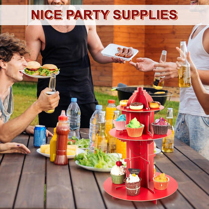 Fire Hydrant Cupcake Holder 2 Pieces 3 Tier Stand Fighter Theme Truck Birthday Party Supplies Decor Decorations -.