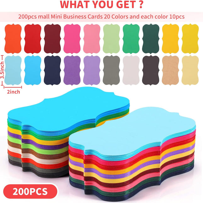 200 Pcs Blank Index Cards Printable Kraft Business Multi Colored Note Flash Papers Colorful Cardstock Notecards for Study Word Paper (3.5 x 2 Inch,Multicolor) Multicolor 3.5 Inch.