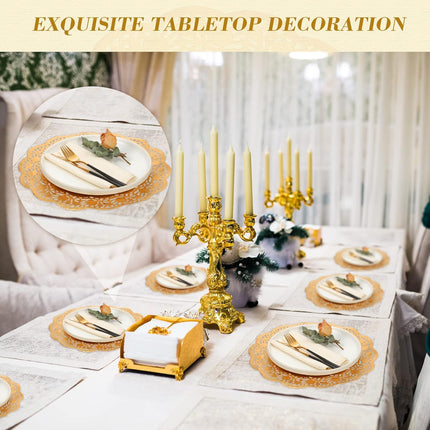 200 Pcs Doilies Lace Paper 14 Inches Disposable Foil Placemats Large Round Pad for Cakes Crafts Wedding Birthday Party Decoration(Gold) Gold -.
