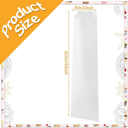 1000 Pieces White Silverware Bags Churro 3 x 10 Inch Kraft Sleeves Paper Utensil for Kitchen Cutlery Oilproof Pretzel Rod Cookies Bakery Treats -.