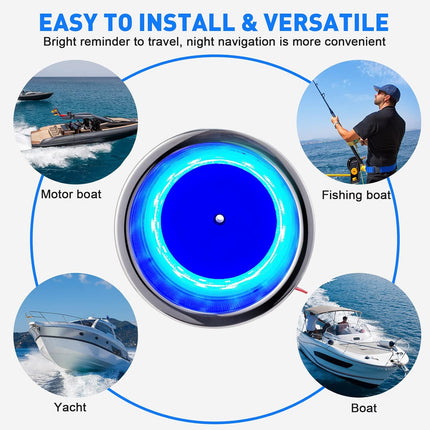 6 Pcs LED Cup Holder Marine Drink Stainless Steel Holders Insert with Drain for Boat Yacht Car Camper Truck RV(Blue) blue -.