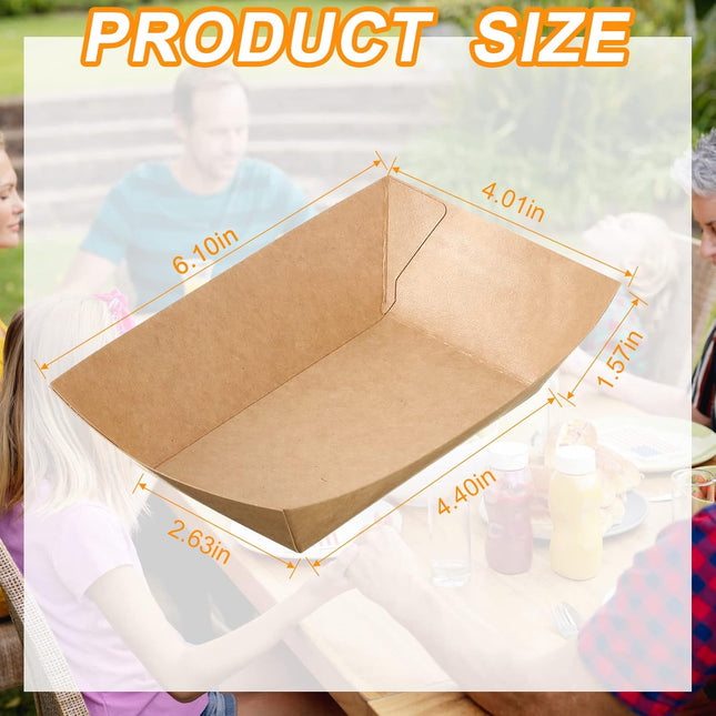 300 Pack 2 lb Paper Food Boats Trays, Heavy Duty, Oil Resistant Disposable Boat for Foods, Hot Dogs, Snacks Meals Leak Proof Kraft Serving Party Picnic Camping Wedding -.